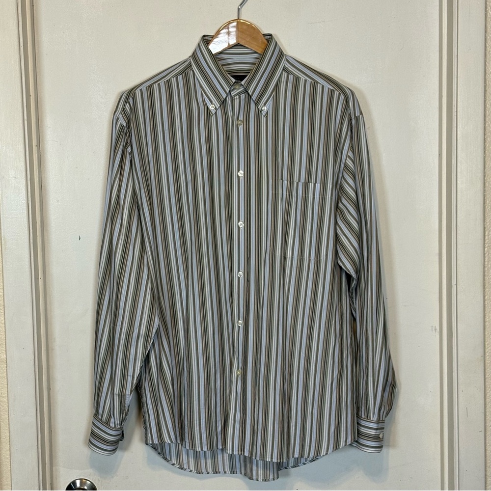 Orme in Portifino Classic Striped Men's Shirt - Brown,Green &,White. Italien L - Picture 3 of 7